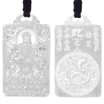 Pt950 Platinum Chinese Zodiac Snake Guardian - Samantabhadra Buddha Pendant